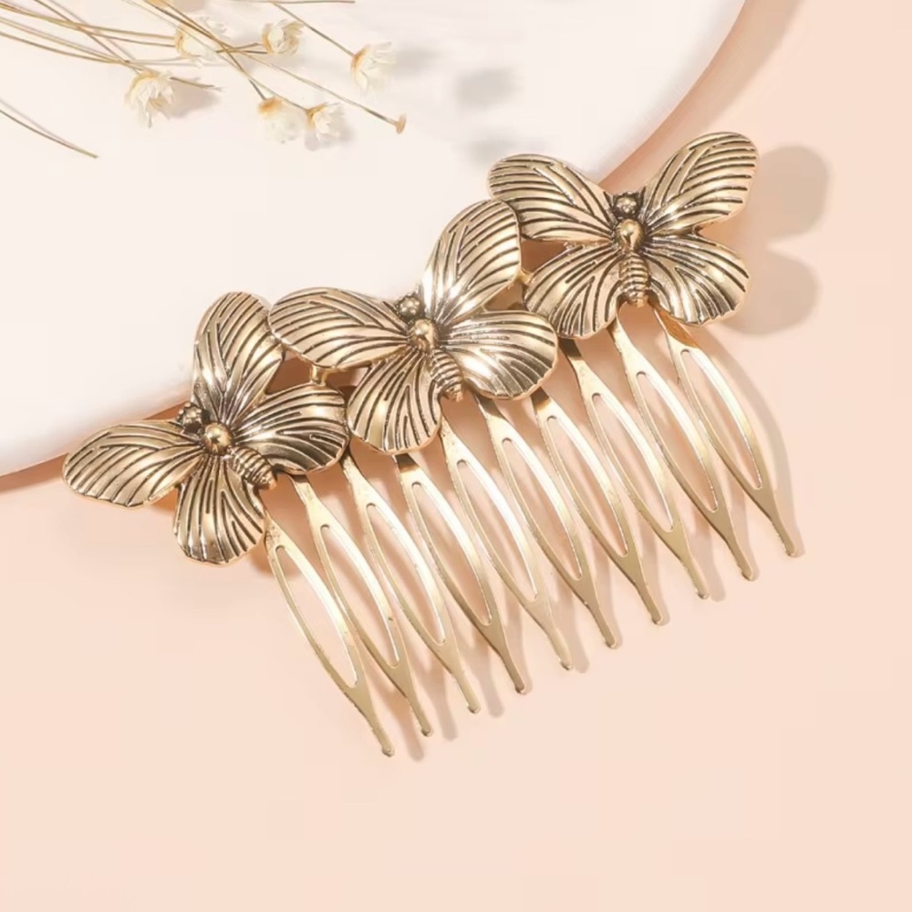 Vintage Butterfly Hair Clip Leaves Comb Hairpins Women